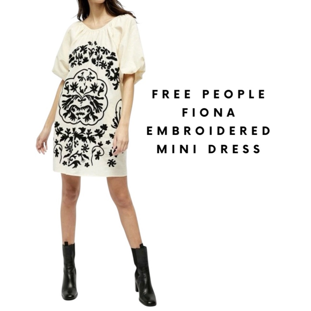FREE PEOPLE Fiona Embroidered Mini Dress